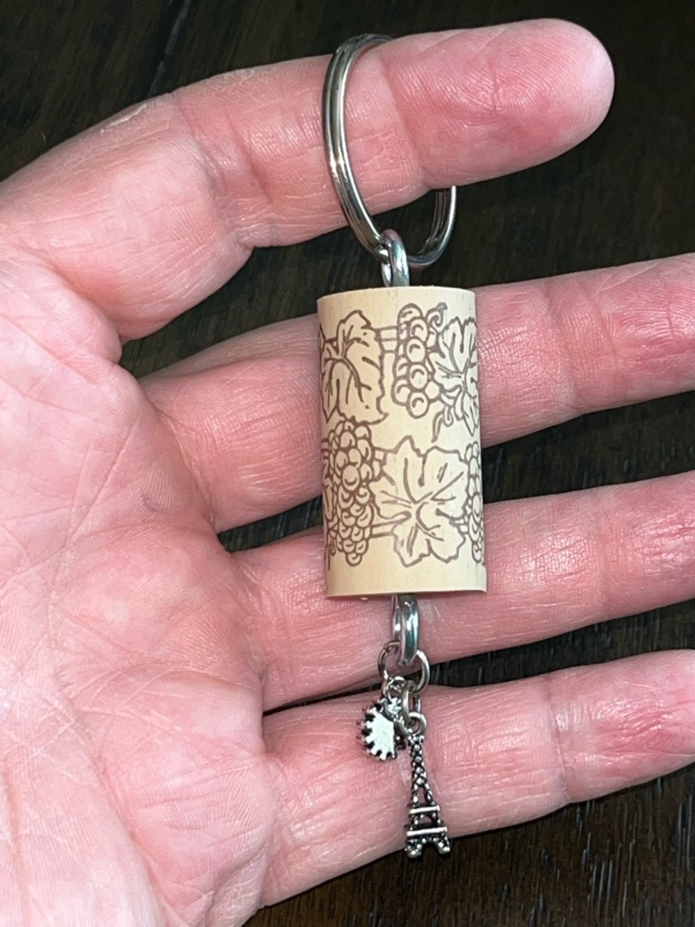 Wine Cork Keychain From Winking Owl Vineyards: Eiffel Tower + 1 Pendents